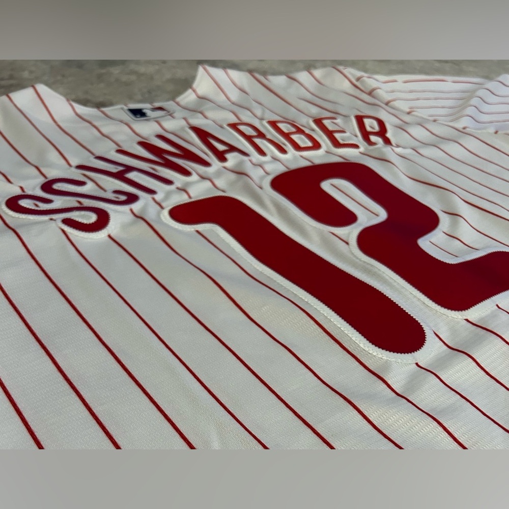 Nike Authentic Philadelphia Phillies Kyle Schwarber Baseball Jersey Men’s Sz: XL - Picture 7 of 7